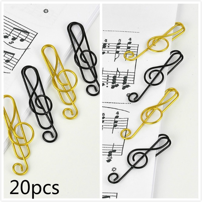 40pcs Creative Music Note Shaped Creative File Clamp Paper Clip Bookmark Holder Paper Decorative Clip for Office School Home