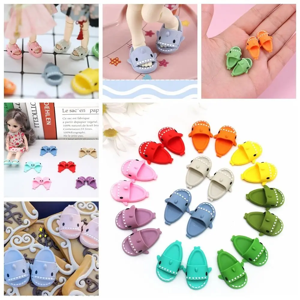 Round Toe Ob11 Doll Shark Slippers Mini Shark Shape BJD12 Doll Shoes Slippers Plastic OB11 Shark Shoes For Ob11 1/12 Bjd Doll