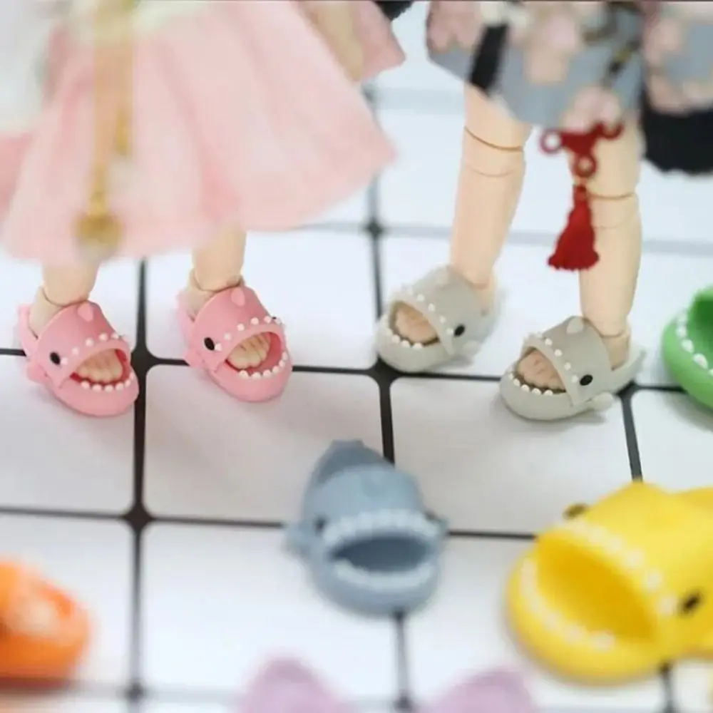 Round Toe Ob11 Doll Shark Slippers Mini Shark Shape BJD12 Doll Shoes Slippers Plastic OB11 Shark Shoes For Ob11 1/12 Bjd Doll