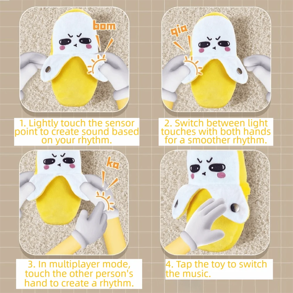 Creative Fruit Induction Metronome Soft Cute Banana Plush Toy Interactive Playing Joint Stuffed Doll Banana Educational Toy
