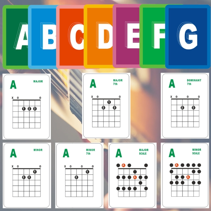 Guitar Chord Cards 49 Popular Guitar Flash Cards Guitar Scale Refrence Cards
