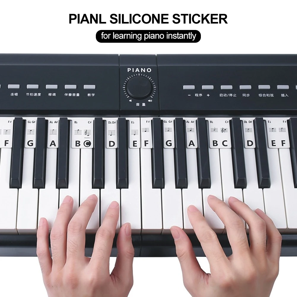 Piano Keyboard Stickers for 88/61 Key,Removable Piano Keyboard Note Labels for Learning Piano Notes Guide for Beginner